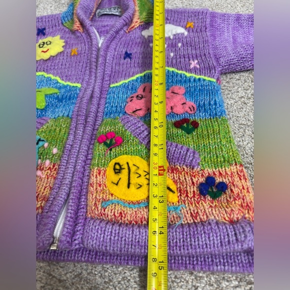 Mexicali Blues Peruvian Hand Knit zip up hooded sweater little girls acrylic - Picture 4 of 10